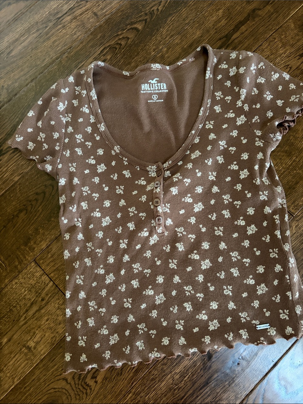 Hollister Chocolate Brown Floral Top